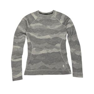 SmartWool Top Women’s Small Gray Camo Print Classic Thermal Base Layer Wool